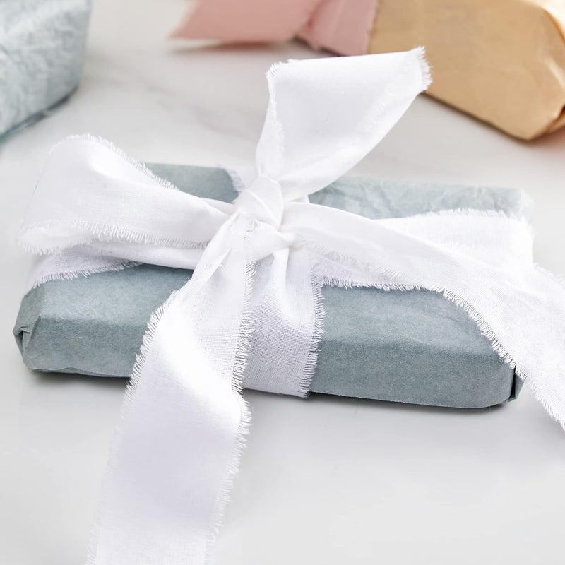 Keypan Navy Blue White Ribbon 1-1/2 x 15 Yards Handmade Cotton Frayed Fringe Fabric Ribbons for Crafts Flower Bouquets Wedding Baby Shower Home DIY Decor - Image 5